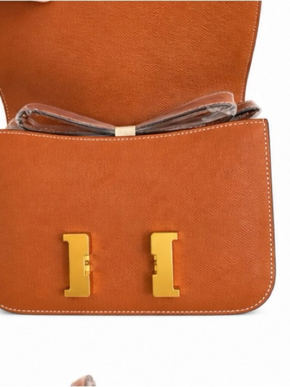 Brown Real Leather Women’s Shoulder Bag with Goal Post Latch